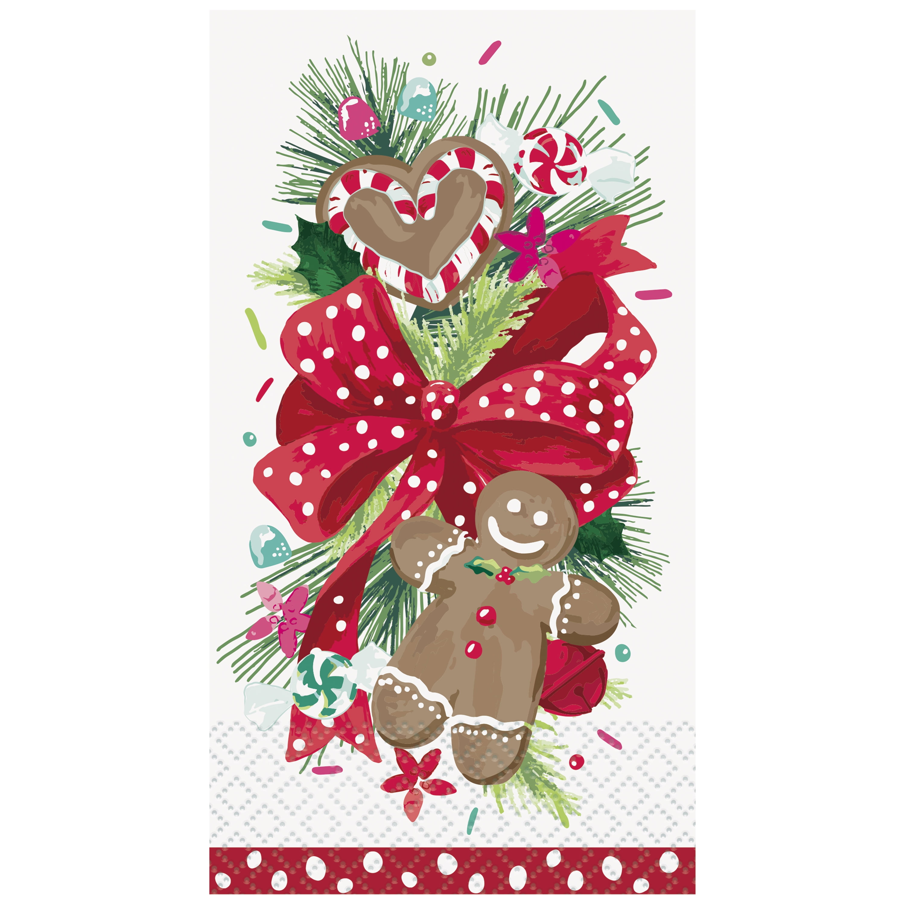 Pioneer Woman Gingerbread & Bows Christmas Paper Guest Napkins, 7.75in
