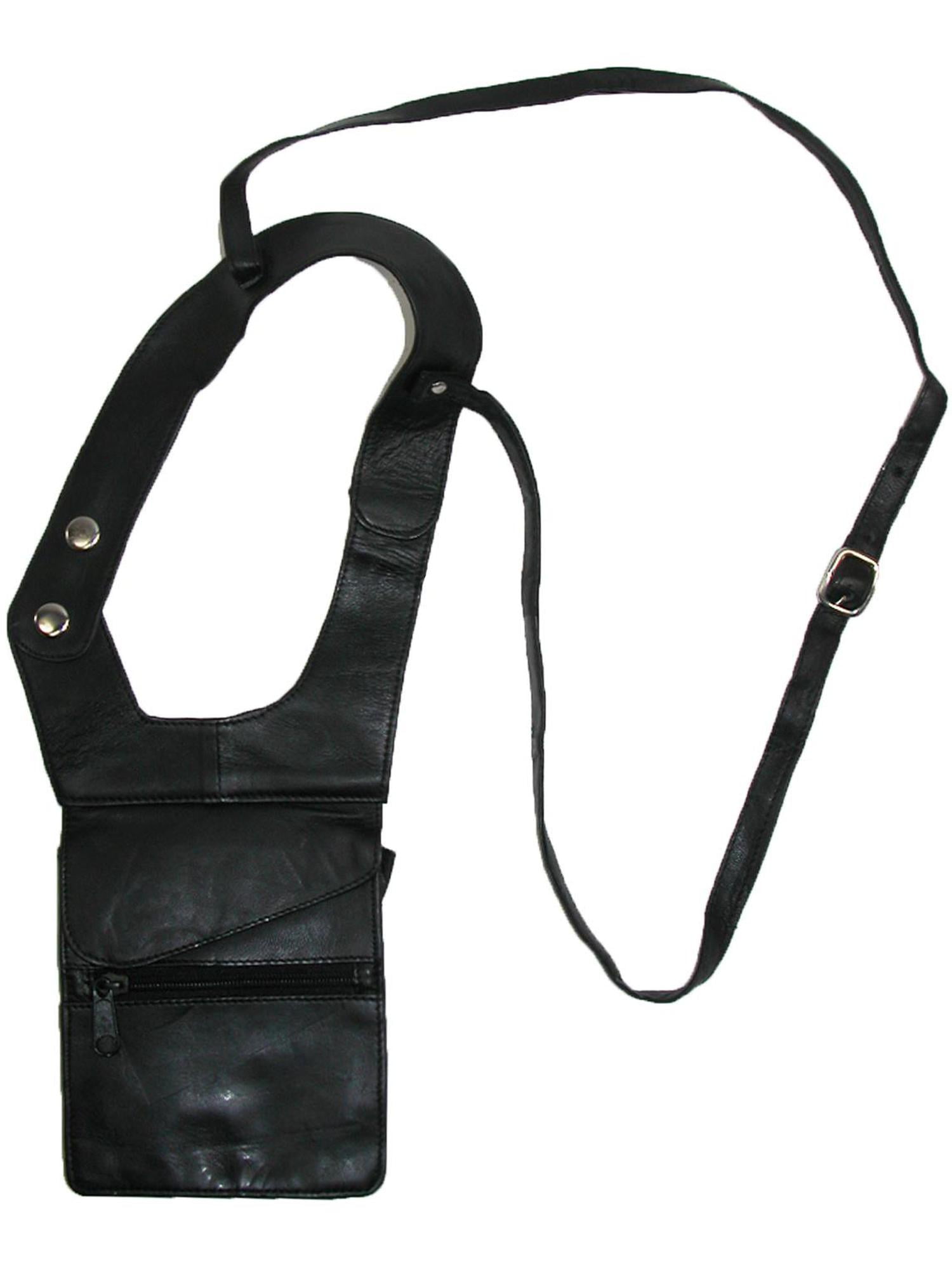 CTM Unisex Leather Travel Shoulder Wallet, Size one size Black