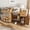 brown, variant on Sewing Craft Table with Storage Drawers & Wheels, Wooden Multipurpose Sewing Machine Cabinet with Open Shelves & Side Organizers, Craft Desk for Home Studio
