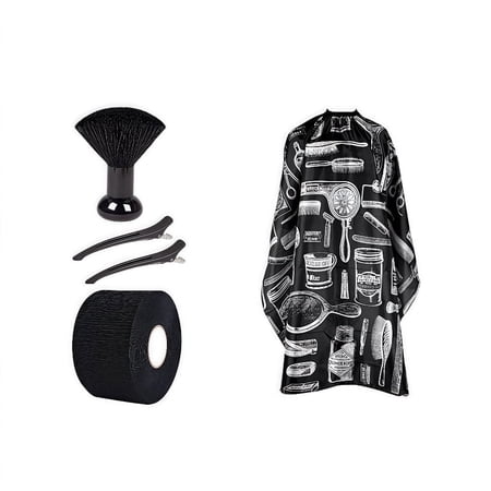 Barber Haircut Cloak & Neck Duster Set - Adjustable Hair Cutting Cape with Clips, Brush & Neck Wrap for Men & Stylists