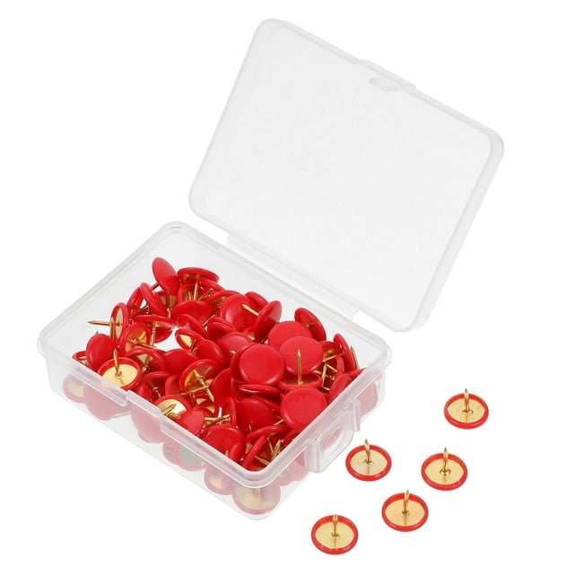 Shisuyan 100 Pcs Pointes de Pouce Tête Plate Pointes de Pouce Épingle Poussoir Rouge Épingle Poussoir Décorative pour Tableau d'Affichage Tableau en Liège Pointes Rouges Épingles de Tableau en Liège