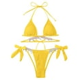 thumbnail image 5 of Xmyrz Bikinis Sets For Women Bathing Suits Tow Piece Split Pure Color Brief Style Chain Holiday Plain Cool Swimwear Young Adult Swimsuits, 5 of 5