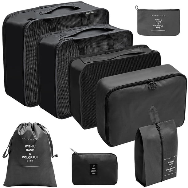 Juego organizador de viaje de 8 piezas: ¡cubos de embalaje para un viaje eficiente! Bolsa ordenada para zapatos
