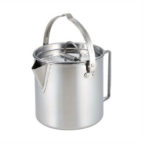 Outdoor Stainless Steel Kettle Folding Camping Hanging Pot Portable Coffee Pot Teapot Picnic Cooker 1.2L