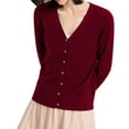 thumbnail image 2 of Jxximdong Cardigans for Women, Classic Button Down Long Sleeve V Neck Soft Knit Sweater, Women's Bolero Shrugs Red, 2 of 6