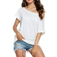 thumbnail image 3 of Weardear Women's Off Shoulder Top Plus Size T Shirts Casual Summer Loose Short Sleeve Tunics Tops, 3 of 7