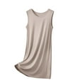 thumbnail image 2 of Aobny Plus Size Nightgowns for Women Plain Modal Khaki Night Shirts Short Sleeveless Night Gowns for Adult Women,XXXL, 2 of 5