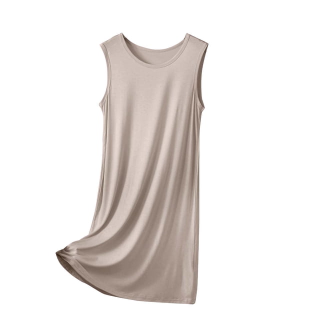 cfhntfmh Nuisette Débardeur pour Femme Grande Taille Sans Manches Vêtement de Nuit Col Rond Combinaison Intégrale Robe de Nuit Été Douce Chemises de Nuit