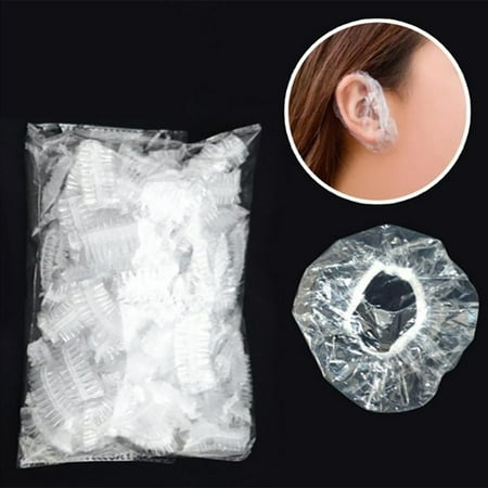 100pcs Clear Earmuffs Shower Waterproof Hair Coloring Ear Protector Cover (Best Way To Clear Clogged Ears)