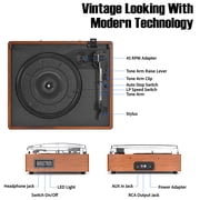 Udreamer Vinyl Record Player with Speakers,Vinyl Player Turntables for Vinyl Records, Vintage Bluetooth Turntable,Brown