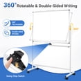 thumbnail image 3 of DOLLAR BOSS Rolling White Board Dry Erase Board Rolling 48"x36" Double Sided Large Standing Whiteboard Easel with Wheels Mobile White Board with Stand for Office, Classroom & Home, White, 3 of 9