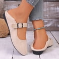 thumbnail image 6 of POROPL Womens Flat Shoes Suede Slip On Round Toe Dress Shoes with Ankle Strap Buckle,Shoes Size 5.5, 6 of 9