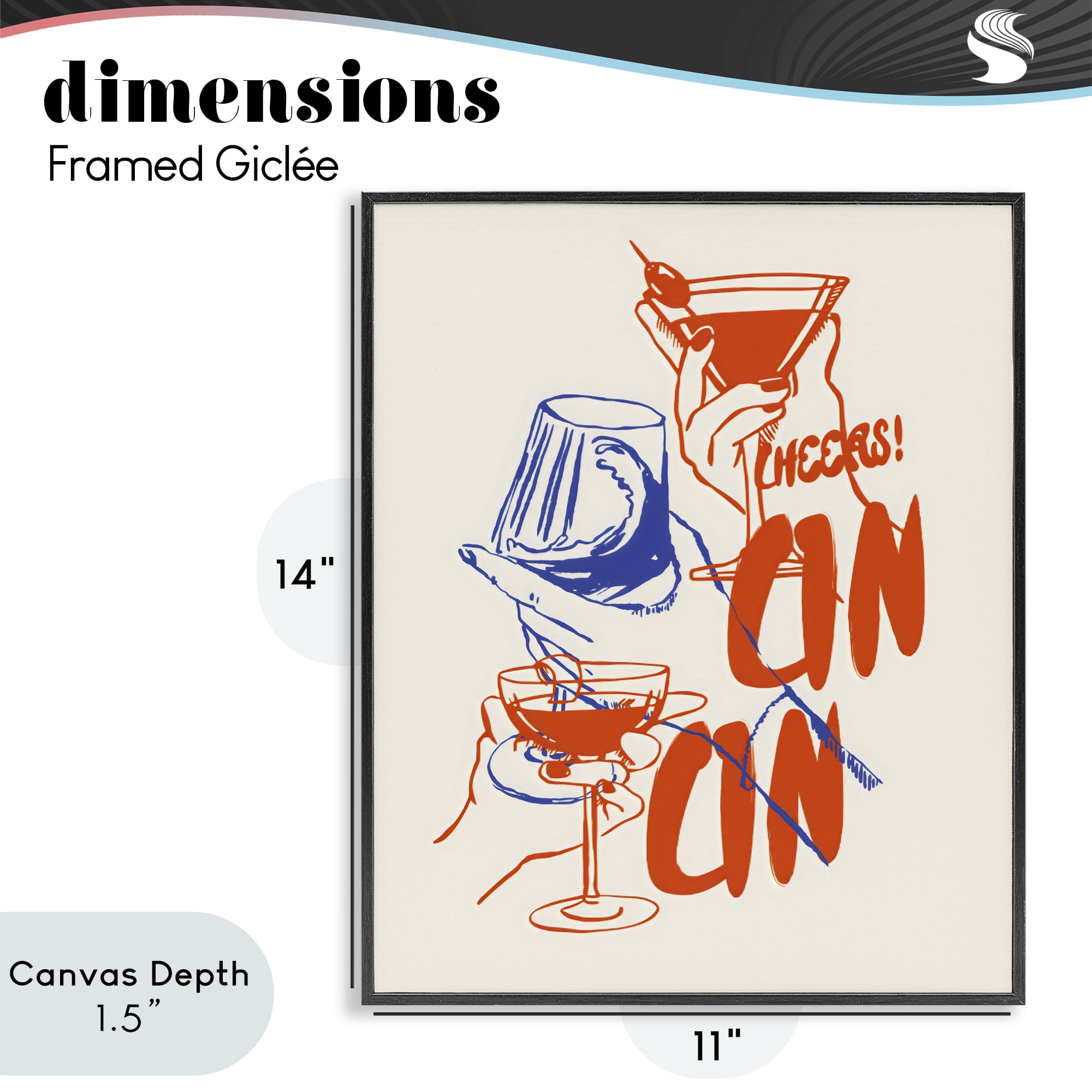 Stupell Industries Retro Cheers Cocktail Toast Black Framed Giclee Art, design by The Prints Vibe