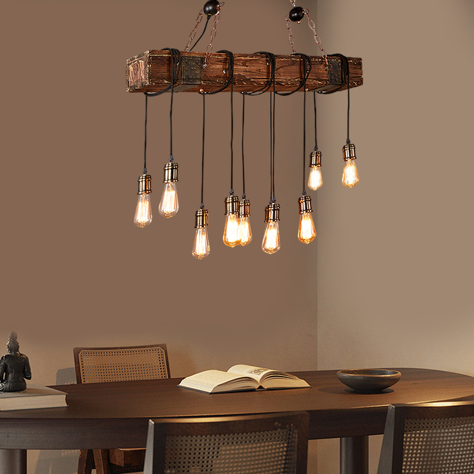 Wooden Beam Light Rustic Farmhouse Chandelier Wooden Pendant Light Fixture
