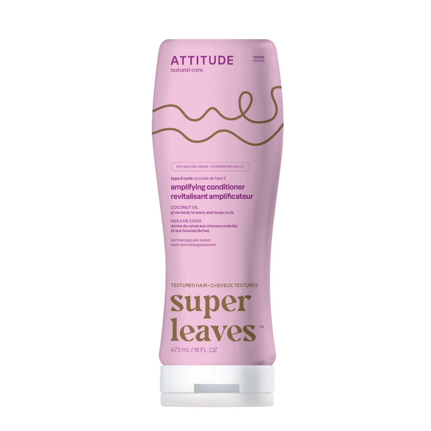 ATTITUDE super leaves, Revitalisant Amplificateur de Boucles, Huile de Coco 473 mL