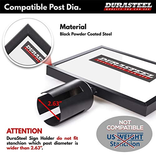 Fit with DuraSteel VIP Series Stanchion Crowd Control & Queue Barrier DuraSteel Stanchion Sign Holder Double Sided 8 x 11 Sign Frame with Plexiglass Cover