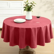 Home Bargains Plus Scarlet Red Café Hotel 70 inch Round Vinyl Dining Tablecloth with Flannel Backing