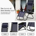 thumbnail image 5 of YRLLENSDAN Zero Gravity Chairs, Patio Folding Lawn Lounge Chairs Outdoor Lounge Patio Furniture Patio Set of 2 w/ Cup Holder & Adjustable Pillows, Blue, 5 of 7