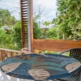 thumbnail image 2 of Ambesonne Tropical Fitted Round Tablecloth, Exotic Botanical Abstract, 56"- 60" Diameter, Dark Lavender and Grey Teal, 2 of 5