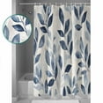 thumbnail image 3 of Small Stall Shower Curtain 48x72 Inch Narrow Half Size Navy Blue Botanical Bath Curtains Bathroom Decor Pastoral Spring Leaves Watercolor Waterproof Fabric Shower Curtain Set with Hooks 48 Inch, 3 of 6