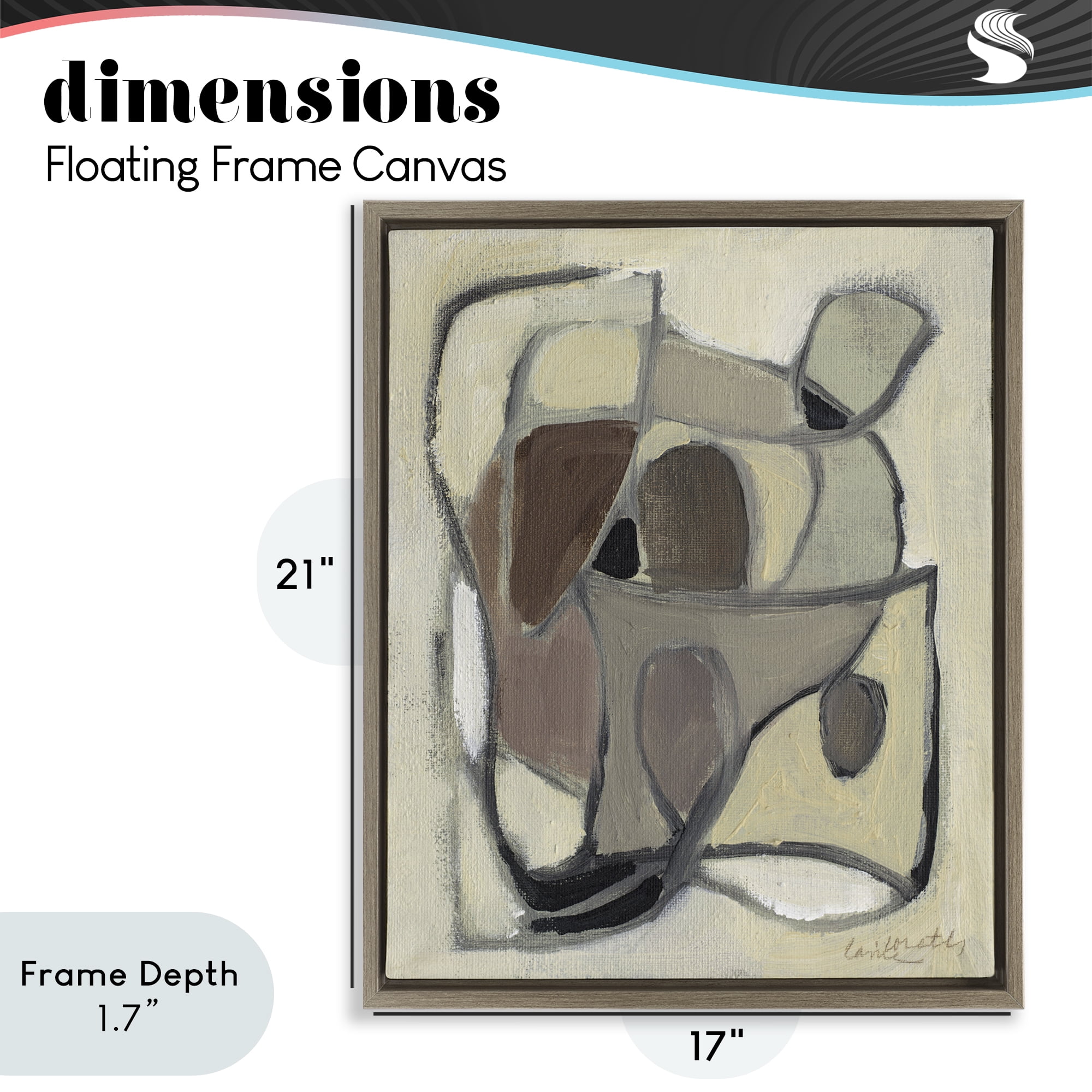 Stupell Industries Rustic Curved Shapes Abstract Brown Framed Floater Canvas Wall Art, design by Lanie Loreth