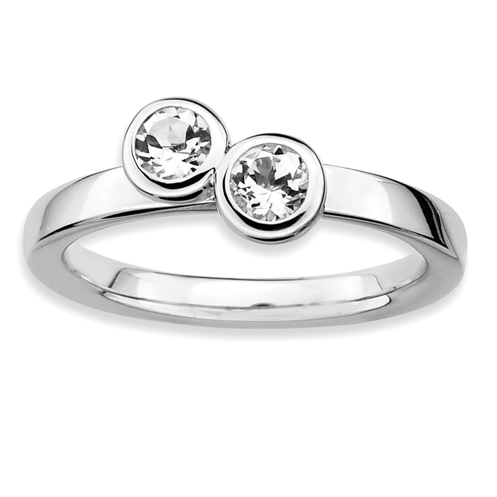 sterling silver white topaz ring