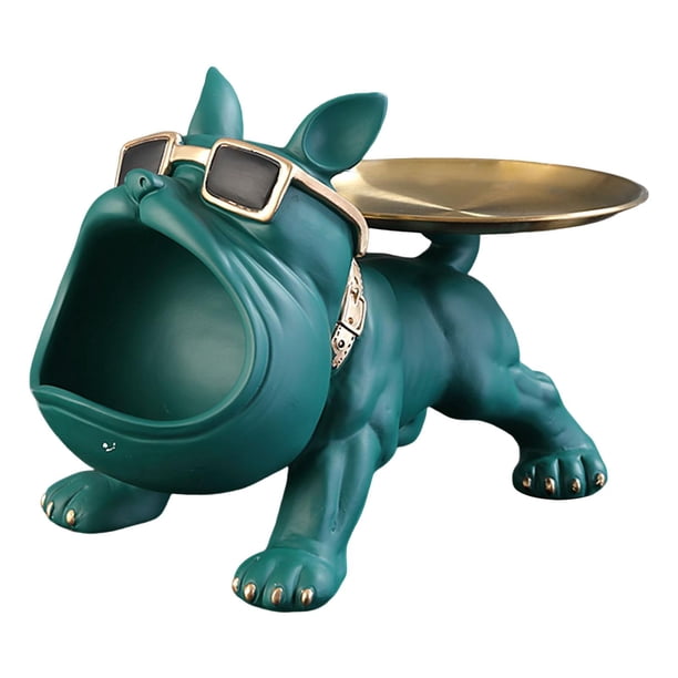Estatua de perro para el hogar, figura de perro de resina, escultura, arte de mesa, decoración, artículos diversos, llave Verde