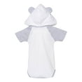 thumbnail image 3 of Fine Jersey Infant Short Sleeve Raglan Bodysuit with Hood & Ears , Blended White / Vintage Heather , 12M, 3 of 5