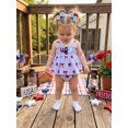 thumbnail image 5 of BemeyourBBs Newborn Baby Girl 4th of July Outfit Patriotic Independent Day Summer Clothes Blue Striped USA Star Printed Sleeveless Smocked Shirt Tank Vest Tops and Bloomers Shorts 2 Piece Set, 5 of 9