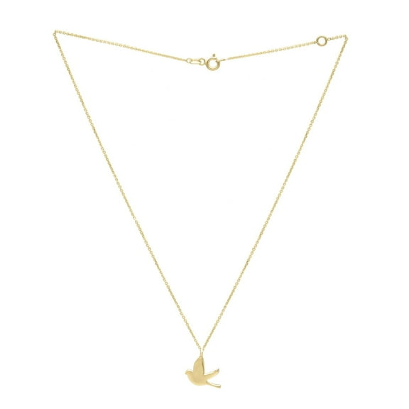 JewelStop 14k Yellow Gold Polished Finish 8mm Dove Necklace, Spring Ring Clasp - 18"