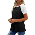 thumbnail image 6 of Lutiedan Summer Tops for Women Color Block Short Sleeve Crewneck T Shirt Spring Fashion Clothes Tunic Casual Vacation Outfits for Daily, 6 of 8