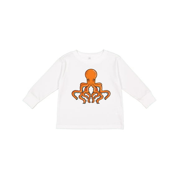Inktastic Orange Octopus Boys or Girls Long Sleeve Toddler T-Shirt