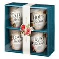 thumbnail image 3 of Christian Art Gifts Floral Ceramic Coffee and Tea Mug Set: Hope, Trust, Faith, Love Novelty Mug Set with Scripture - Set, (Hardcover), 3 of 3