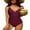 Dark Pink, variant on Women Criss Cross Ruched One Piece Bath Suit Monkini Tummy Control Swimwear