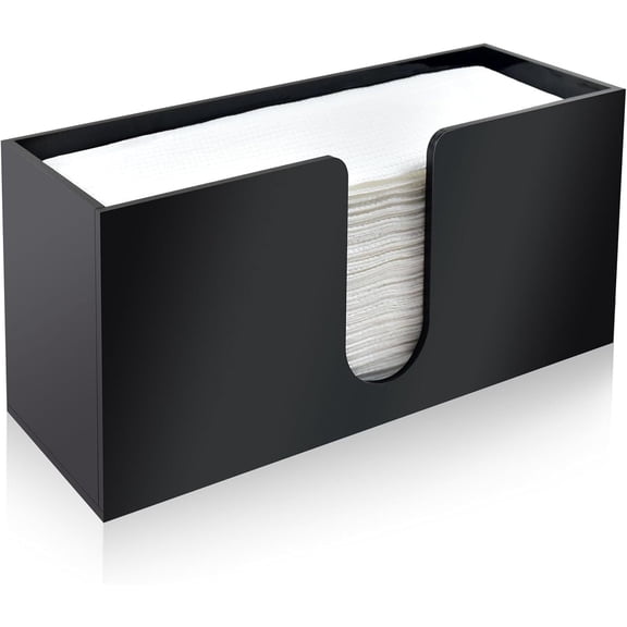 1Pack Paper Towel Holder Countertop, Black Acrylic Napkin Dispenser, Multifold Paper Towel Dispenser for Z-fold C-fold MultiFold Trifold-Bathroom Toilet Kitchen Restaurant