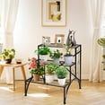 thumbnail image 2 of Topbuy Metal 3-Tier Plant Stand Flower Pot Plant Shelves Flower Pot Organizer Rack Suitable for Indoor & Outdoor, 2 of 5