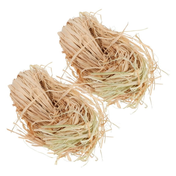 FRCOLOR  2 Bundles Raffia Grass Clear Cylindrical Candlestick Nut Nutcracker Beige