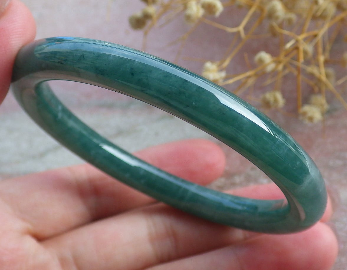Icy Green Natural A JADE Jadeite Circle Bangle Bracelet 55 mm 682092 TN