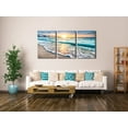thumbnail image 3 of FCCUYE 3 Panels Blue Beach Sunrise White Wave Pictures Painting on Canvas Wall Art Modern Stretched Seascape Canvas Prints Seaview Landscape Artwork for Home Office Decorations, 3 of 7