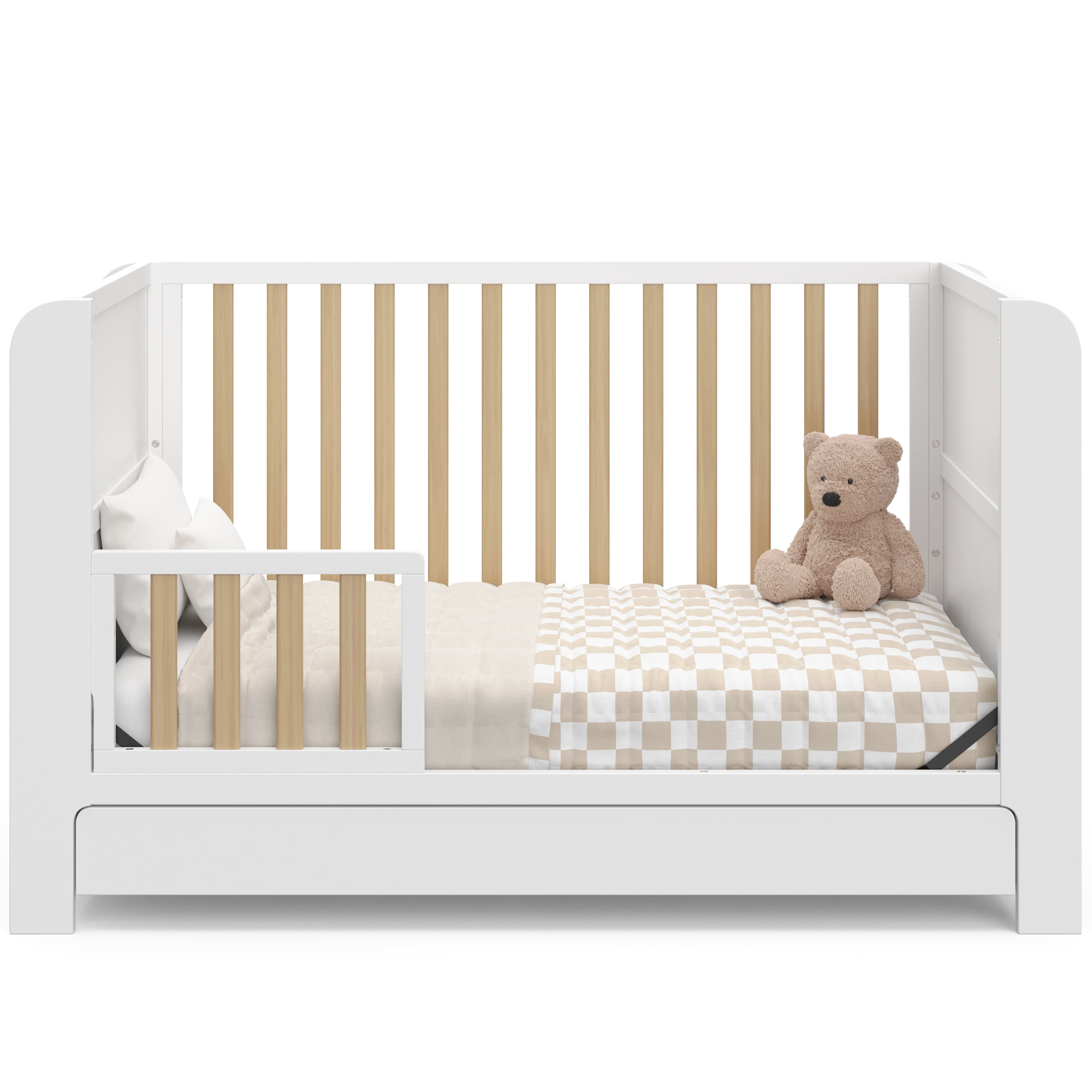 Graco Read-with-Me 4-in-1 Convertible Baby Crib with Drawer, White with Driftwood