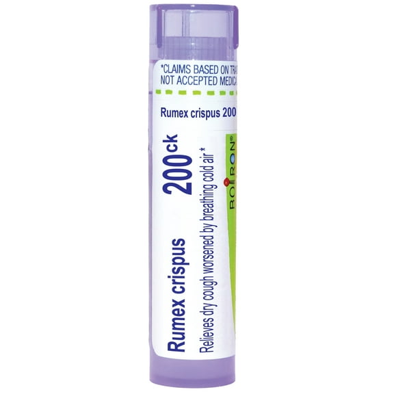 Boiron Rumex Crispus 200CK, Homeopathic Medicine for Dry Cough Worsened By Breathing Cold Air, 80 Pellets