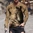 thumbnail image 2 of LYXSSBYX Mens Shirts Long Sleeve T Shirts Horse Retro 3D Printing Round Neck Long-sleeved Men's Spring and Autumn T-shirt, 2 of 7