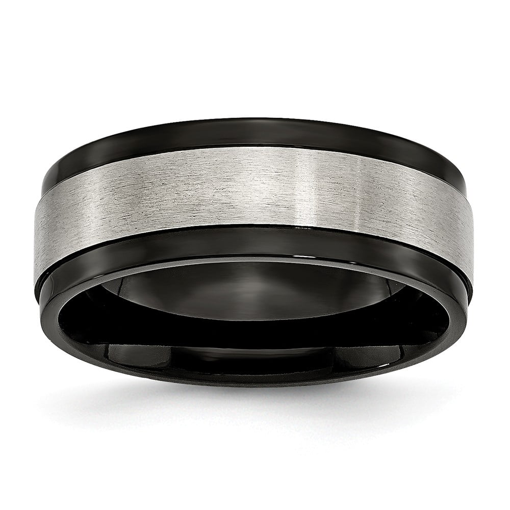 8MM Men's Black Titanium Steel Ring Wedding Engagement Anniversary Band Size12 ^