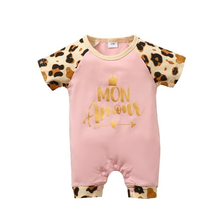 

Up to 30% off! Kukoosong Summer Baby Boy Clothes Baby Girl Clothes Short Sleeves Letter Print Romper Jumpsuit Pink 18 M