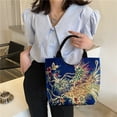 thumbnail image 4 of CHAXIN Bolso de hombro de estilo étnico para mujer, bandolera de lona con bordado de pavo real, informal, con colgante de cuentas, de gran capacidad, 4 of 8