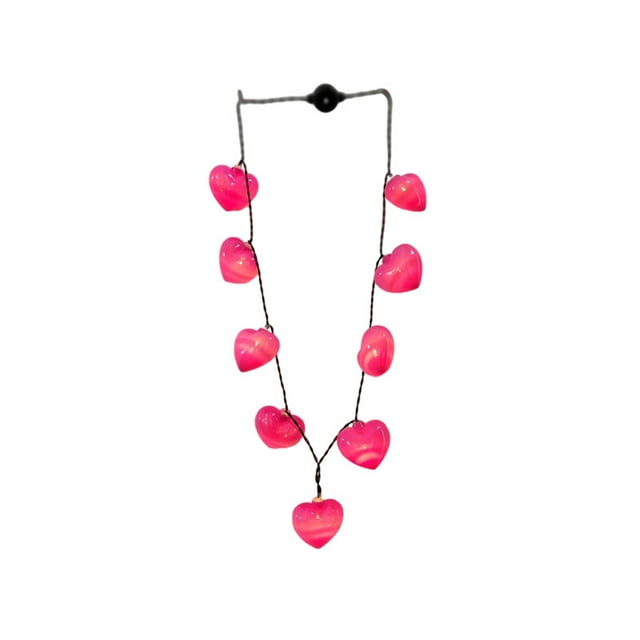 Hot Pink Led String Lights Valentine Day Necklace Decorative Lights Rose Holiday Ambient Lights Loves Colorful Light String Hot Pink 37.8 Inches