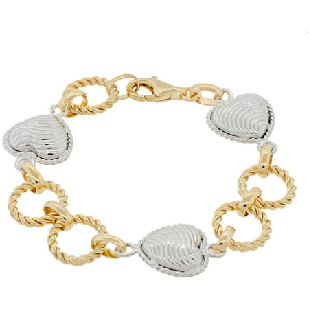 Pori Jewelers Sterling Silver Gold-Plated Big Hearts Bracelet