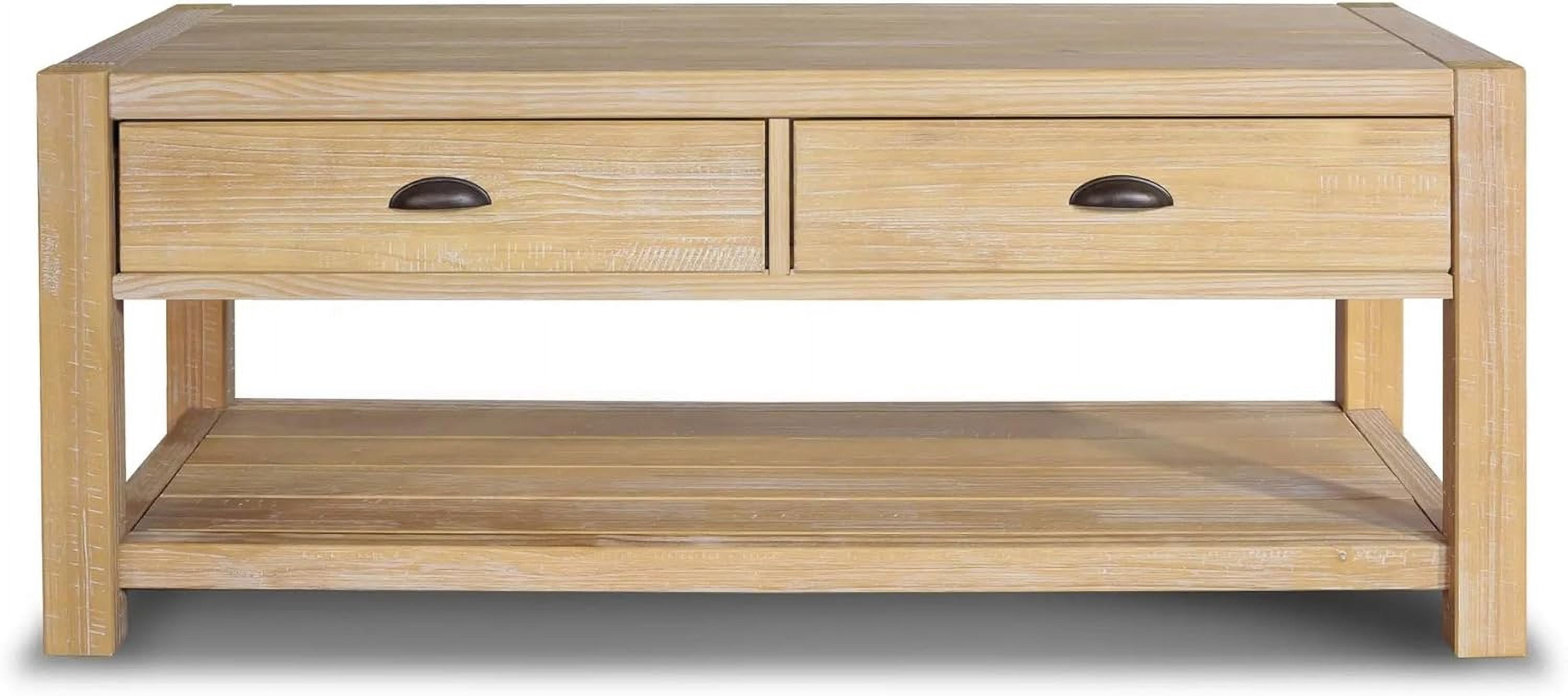 Grain Wood Furniture Montauk Coffee Table, Solid Wood with a Driftwood Finish