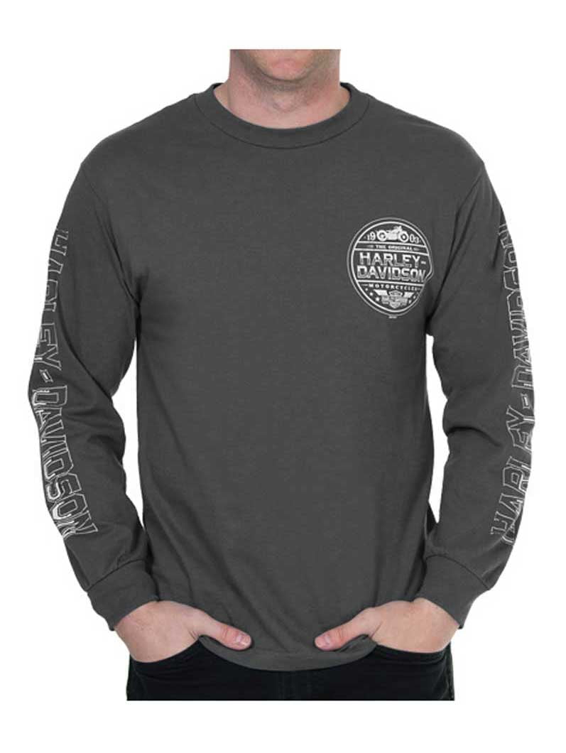 HarleyDavidson Men's Ironside Long Sleeve CrewNeck Shirt Charcoal