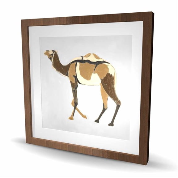 Begin Home Decor C1FM242463UUFQ 24 x 24 in. Retro Dromadaire - Brown Framed Matted Print for Home Decor